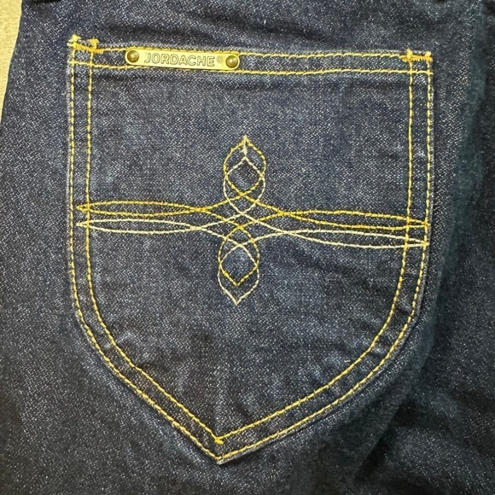 Vintage Jordache J9 Jeans Size 32L *27x26.5 Dark Wash Straight Leg Raw Hem 80s - Picture 10 of 17